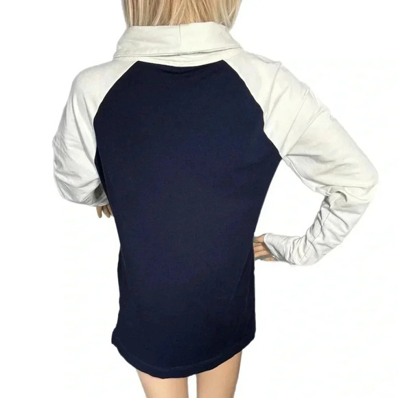 T By TALBOTS Women’s Preppy Navy Cream Cowl Neck Top Soft Sweatshirt Sz S 4/6 - Picture 5 of 13